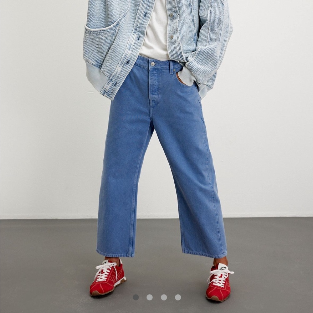 Free People Light Blue Boyfriend Wide-Leg Jeans